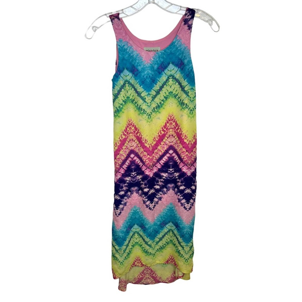 Mia Chica Dress Womens Tie Dye MaxiLong Lined Sleeveless Dress Small